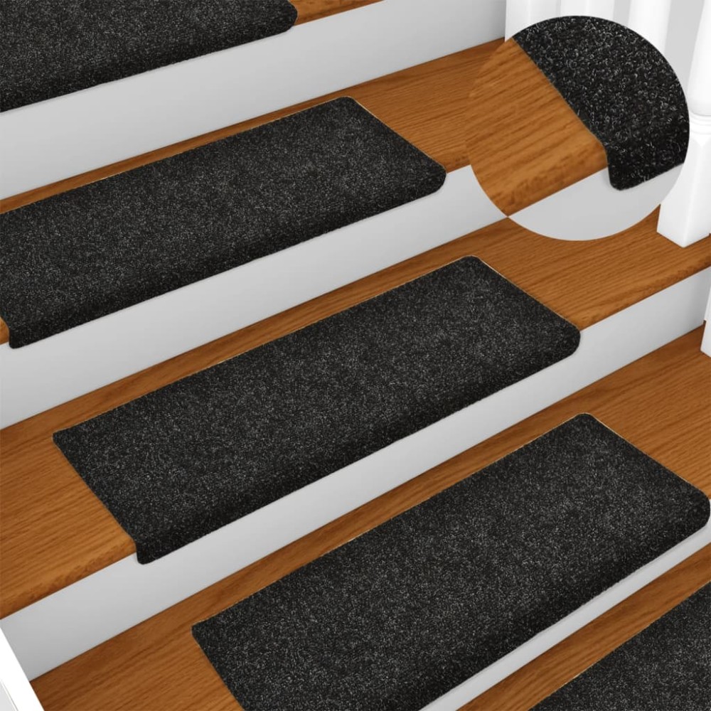 vidaXL Πατάκια Σκαλιών Αυτοκόλλητα 15 τεμ. 65x21x4 εκ. Μαύρα Ορθογώνια Άκρη vidaXL Πατάκια Σκαλιών Αυτοκόλλητα 15 τεμ. 65x21x4 εκ. Μαύρα Ορθογώνια Άκρη
