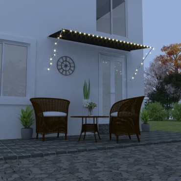 vidaXL Τέντα Συρόμενη με LED Ανθρακί 350 x 150 εκ.