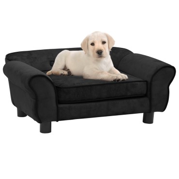 vidaXL Καναπές - Κρεβάτι Σκύλου Μαύρος 72 x 45 x 30 εκ. Βελουτέ