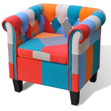 vidaXL Πολυθρόνα με Σχέδιο Patchwork Υφασμάτινη 68,5x60,5x65cm 1 τεμ.