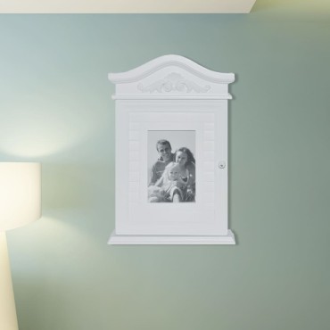 vidaXL Κλειδοθήκη Τοίχου με Κορνίζα Λευκή 22,5x6,5x34,5cm 1 τεμ.