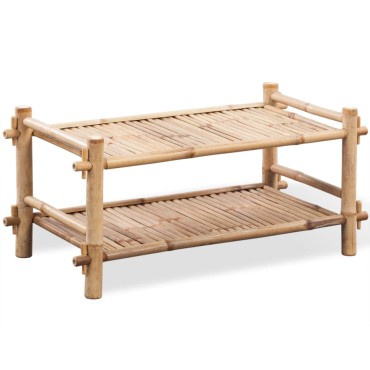 vidaXL Παπουτσοθήκη με 2 Ράφια από Μπαμπού 80x35x36cm