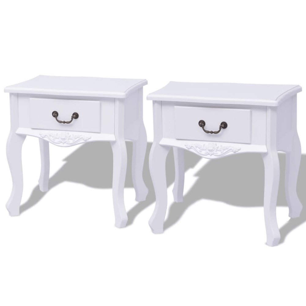 vidaXL Κομοδίνα 2 τεμ. Λευκά από MDF 43x33x45,5cm