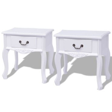 vidaXL Κομοδίνα 2 τεμ. Λευκά από MDF 43x33x45,5cm