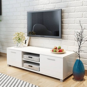 vidaXL Έπιπλο Τηλεόρασης Γυαλιστερό Λευκό 120x40,5x35cm