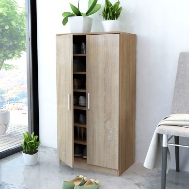 vidaXL Παπουτσοθήκη με 7 Ράφια Χρώμα Δρυς 55x35x108cm