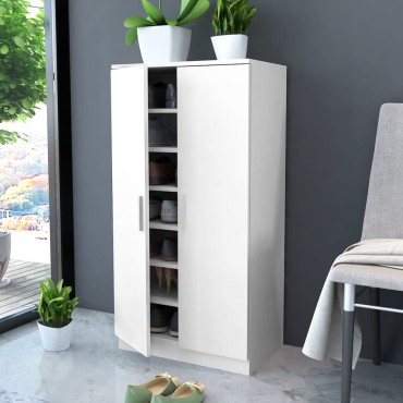 vidaXL Παπουτσοθήκη με 7 Ράφια Λευκή 55x35x108cm