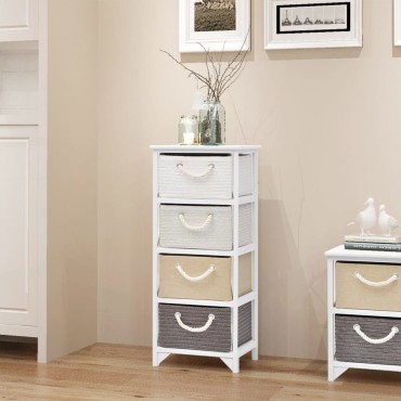 vidaXL Συρταριέρα με 4 Συρτάρια Ξύλινη 35x27x86cm 1 τεμ.