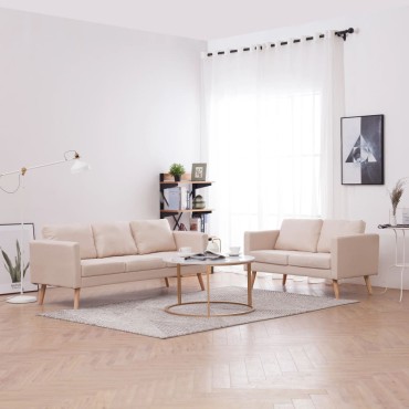 vidaXL Σετ Σαλονιού 2 τεμ. Κρεμ Υφασμάτινο 116x70x73cm  Διθέσιος Τριθέσιος