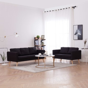 vidaXL Σετ Σαλονιού 2 τεμ. Μαύρο Υφασμάτινο 116x70x73cm  Διθέσιος Τριθέσιος