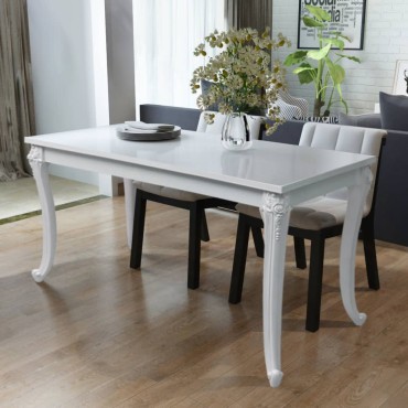 vidaXL Τραπεζαρία Γυαλιστερή Λευκή 116x66x76cm 1 τεμ.