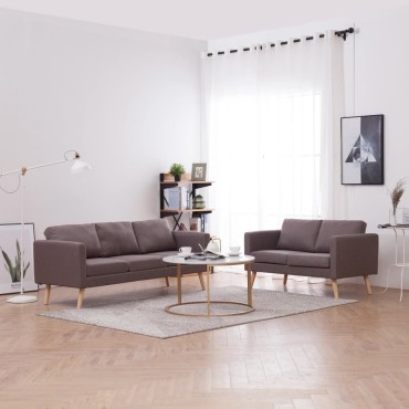 vidaXL Σετ Σαλονιού 2 τεμ. Χρώμα Taupe Υφασμάτινο 116x70x73cm  Διθέσιος Τριθέσιος