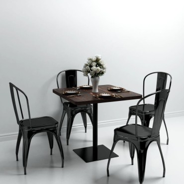 vidaXL Τραπέζι Bistro Τετράγωνο Σκούρο Σταχτί 80x80x75cm MDF/Ατσάλι 1 τεμ.