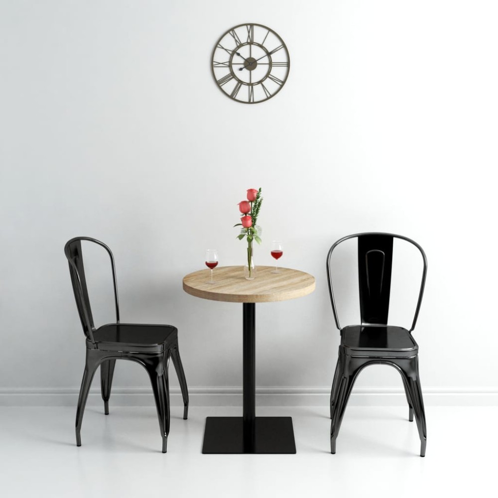 vidaXL Τραπέζι Bistro Στρογγυλό Χρώμα Δρυός 60x75cm MDF / Ατσάλι 1 τεμ.