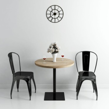 vidaXL Τραπέζι Bistro Στρογγυλό Χρώμα Δρυός 80x75cm MDF / Ατσάλι 1 τεμ.