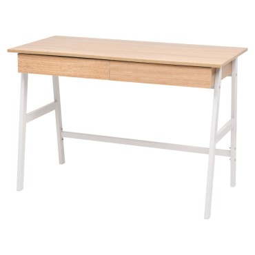 vidaXL Γραφείο Δρυς και Λευκό 110x55x75cm 1 τεμ.