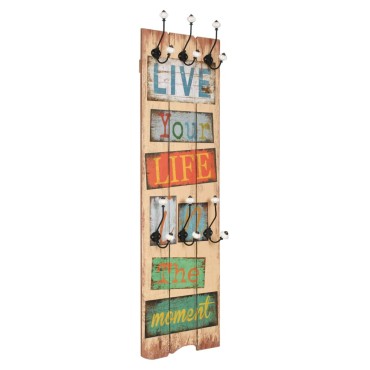 vidaXL Κρεμάστρα Τοίχου «LIVE LIFE» με 6 Γάντζους 120 x 40 εκ.