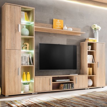 vidaXL Σύνθετο Τηλεόρασης σε Χρώμα Sonoma Δρυς με Φωτισμό LED 260x30x180cm