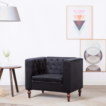 vidaXL Πολυθρόνα Μαύρη Βελούδινη 86x67x71cm 1 τεμ.