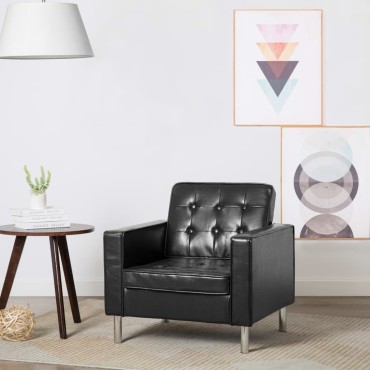 vidaXL Πολυθρόνα Μαύρη από Συνθετικό Δέρμα 75x70x75cm 1 τεμ.