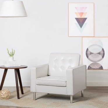 vidaXL Πολυθρόνα Λευκή από Συνθετικό Δέρμα 75x70x75cm 1 τεμ.