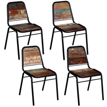 vidaXL Καρέκλες Τραπεζαρίας 4 τεμ. από Μασίφ Ανακυκλωμένο Ξύλο 44x59x89cm
