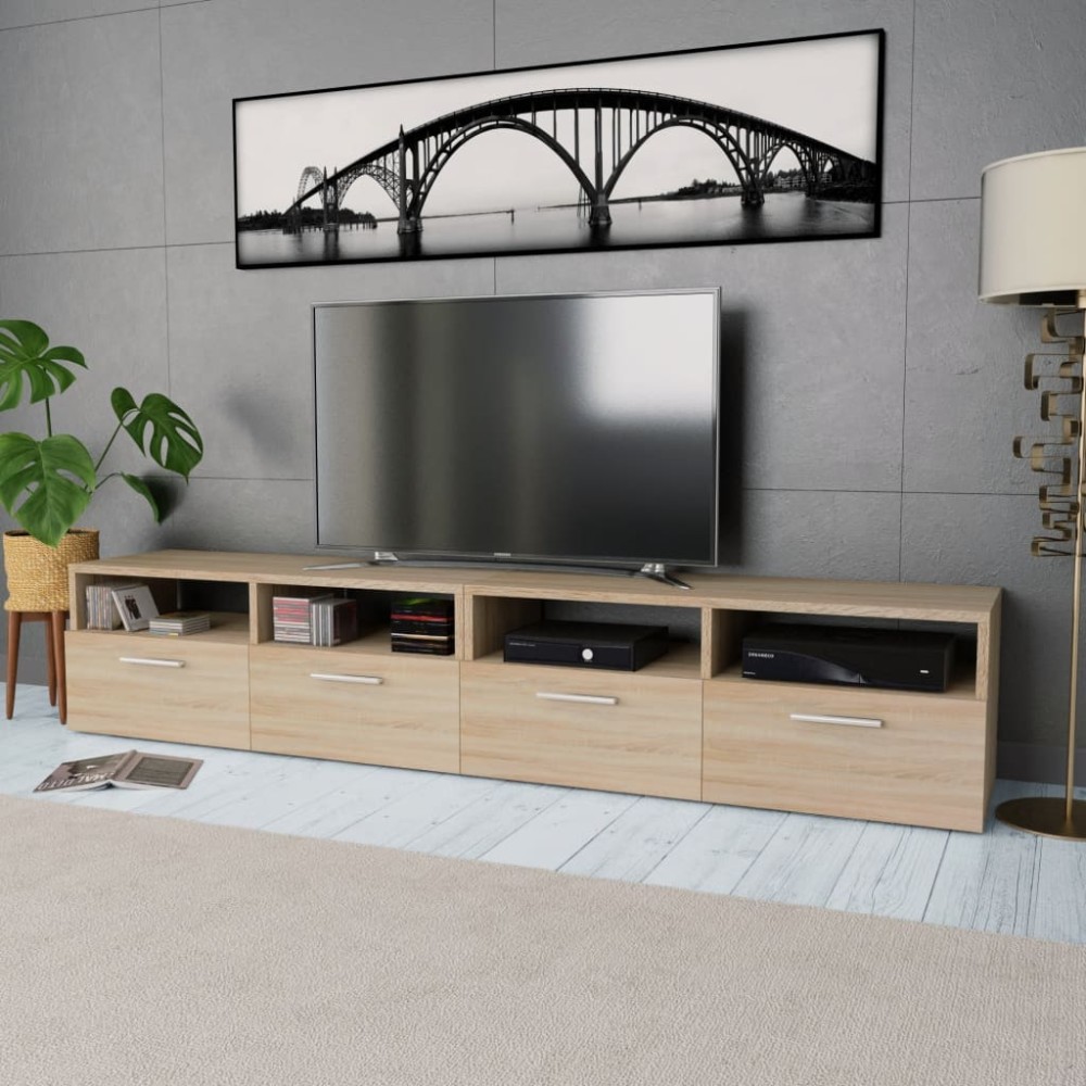 vidaXL Έπιπλα Τηλεόρασης 2 τεμ. Χρ. Δρυός 95x35x36cm από Επεξ. Ξύλο