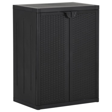 vidaXL Ντουλάπι Αποθήκευσης Κήπου Μαύρο 65x45x88cm από Ρατάν PP 1 τεμ.