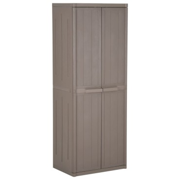 vidaXL Ντουλάπι Αποθήκευσης Κήπου Καφέ 65x45x172cm PP Εμφάνιση Ξύλου 1 τεμ.