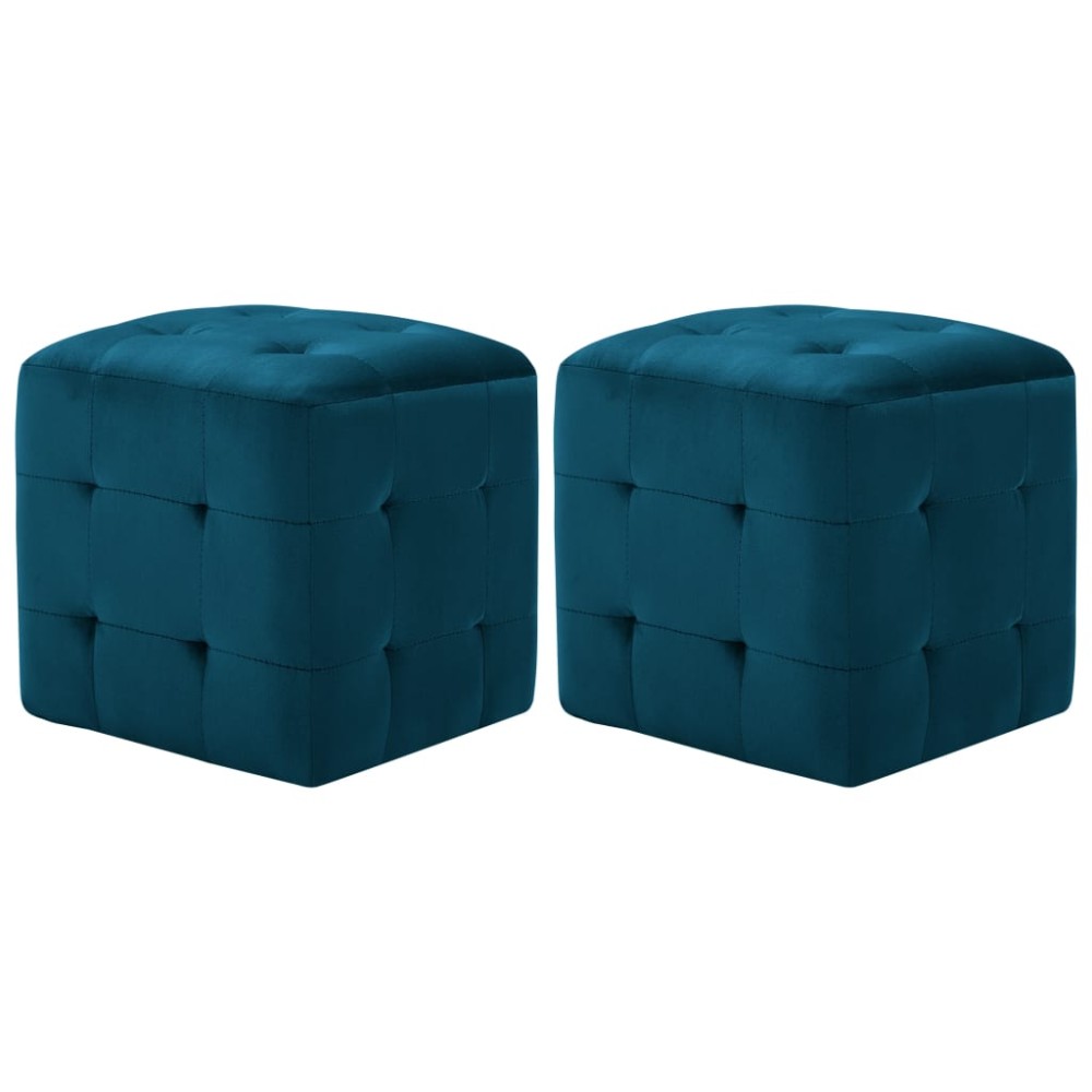 vidaXL Σκαμπό Πουφ 2 τεμ. Μπλε 30x30x30cm από Βελούδινο Ύφασμα