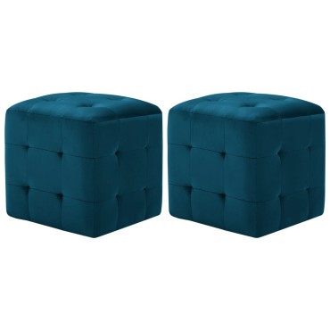 vidaXL Σκαμπό Πουφ 2 τεμ. Μπλε 30x30x30cm από Βελούδινο Ύφασμα