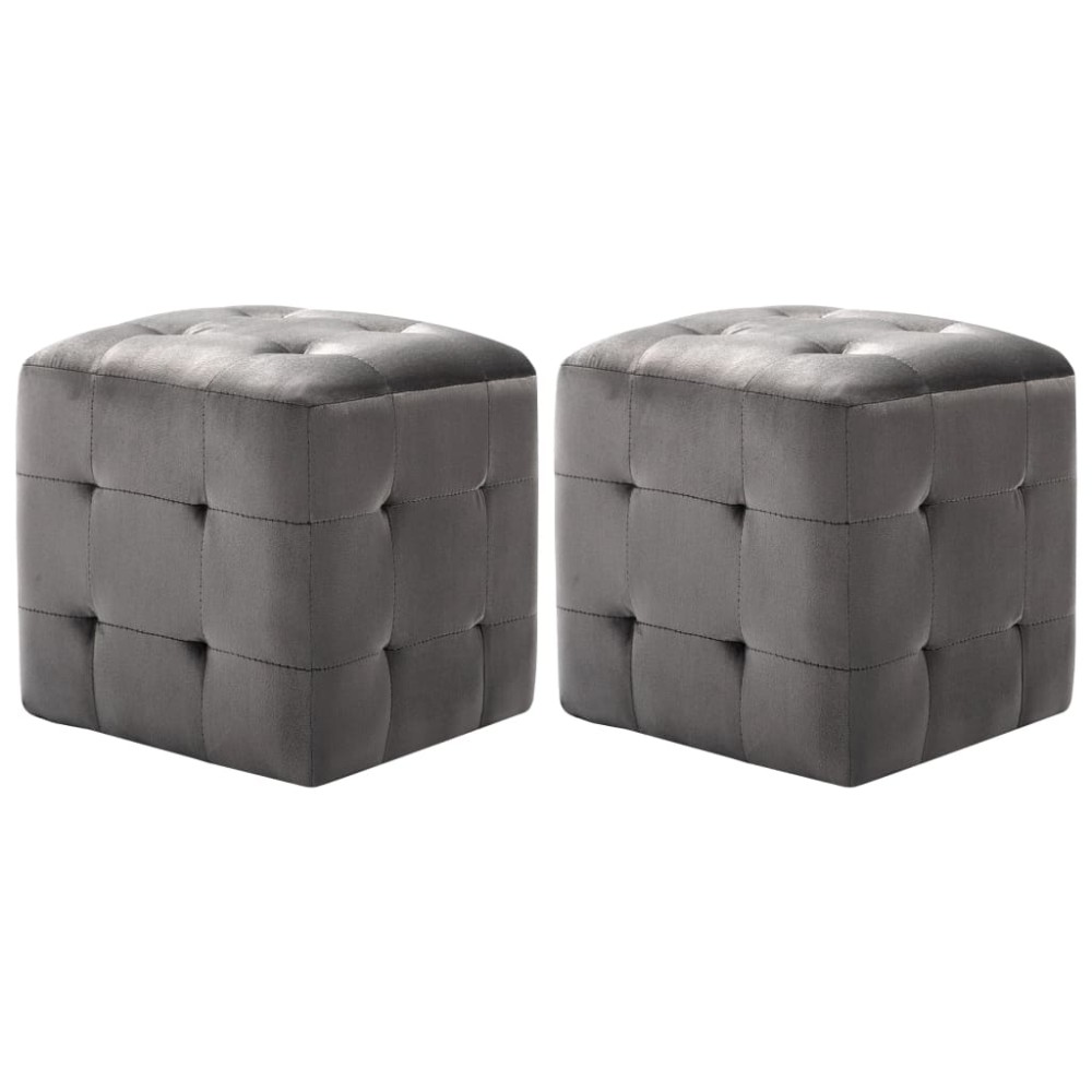 vidaXL Σκαμπό Πουφ 2 τεμ. Γκρι 30x30x30cm από Βελούδινο Ύφασμα
