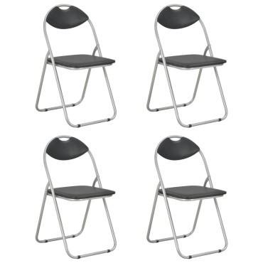 vidaXL Καρέκλες Τραπεζαρίας Πτυσσόμενες 4 τεμ. Μαύρες Συνθετικό Δέρμα 44x43x80,5cm