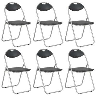 vidaXL Καρέκλες Τραπεζαρίας Πτυσσόμενες 6 τεμ. Μαύρες Συνθετικό Δέρμα 44x43x80,5cm