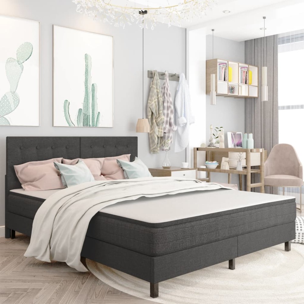 vidaXL Καπιτονέ Κεφαλάρι Σκούρο Γκρι 160x200cm Υφασμάτινο 1 τεμ.