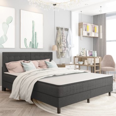 vidaXL Καπιτονέ Κεφαλάρι Σκούρο Γκρι 160x200cm Υφασμάτινο 1 τεμ.
