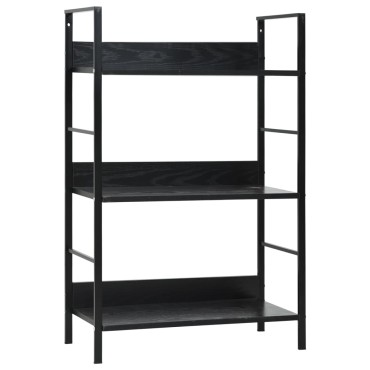 vidaXL Ραφιέρα 3 Επιπέδων Μαύρη 60x27,6x90,5cm Επεξεργασμένο Ξύλο 1 τεμ.