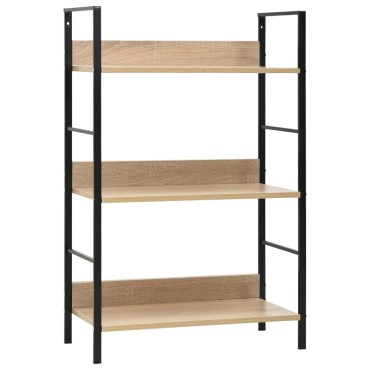 vidaXL Ραφιέρα 3 Επιπέδων Δρυς 60x27,6x90,5cm Επεξεργασμένο Ξύλο 1 τεμ.