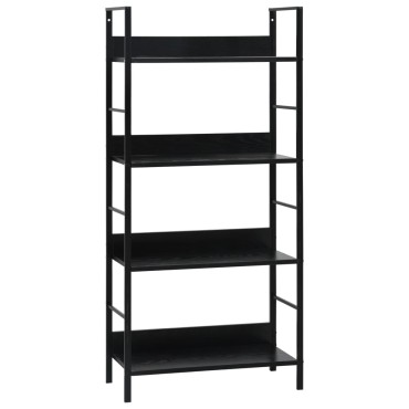 vidaXL Ραφιέρα 4 Επιπέδων Μαύρη 60x27,6x124,5cm Επεξεργασμένο Ξύλο 1 τεμ.
