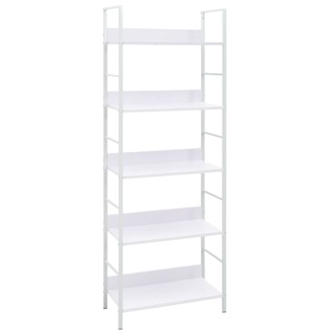 vidaXL Ραφιέρα 5 Επιπέδων Λευκή 60x27,6x158,5cm Επεξεργασμένο Ξύλο 1 τεμ.