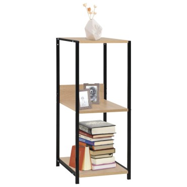 vidaXL Ραφιέρα Ίσια Μικρή Μαύρη/Δρυς 33,5x39,6x79,7cm Επεξ. Ξύλο 1 τεμ.