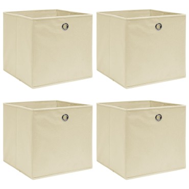 vidaXL Κουτιά Αποθήκευσης 4 τεμ. Κρεμ 32 x 32 x 32 εκ. Υφασμάτινα