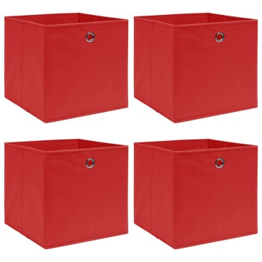 vidaXL Κουτιά Αποθήκευσης 4 τεμ. Κόκκινα 32 x 32 x 32 εκ. Υφασμάτινα