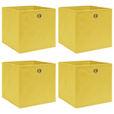vidaXL Κουτιά Αποθήκευσης 4 τεμ. Κίτρινα 32 x 32 x 32 εκ. Υφασμάτινα