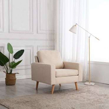 vidaXL Πολυθρόνα Κρεμ Υφασμάτινη 77x71x80cm 1 τεμ.