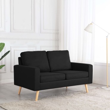 vidaXL Καναπές Διθέσιος Μαύρος Υφασμάτινος 130x76x82,5cm 1 τεμ.