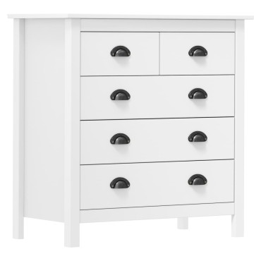 vidaXL Μπουφές Hill Λευκός 79x40x80cm από Μασίφ Ξύλο Πεύκου 1 τεμ.