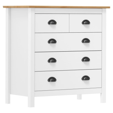 vidaXL Μπουφές Hill Λευκός 79x40x80cm από Μασίφ Ξύλο Πεύκου 1 τεμ.
