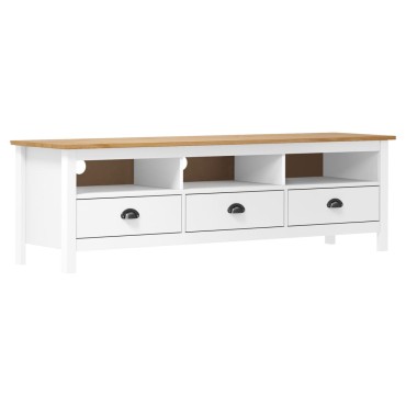 vidaXL Έπιπλο Τηλεόρασης Hill Λευκό 158x40x47cm Ξύλο Πεύκου