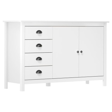vidaXL Μπουφές Hill Λευκός 130x40x80cm από Μασίφ Ξύλο Πεύκου 1 τεμ.